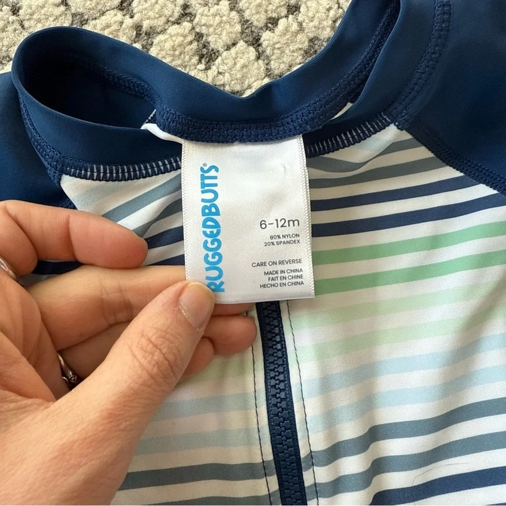 Rugged Butts Coastal Stripes and Play Ball Boys Swim Rash Guard Suits